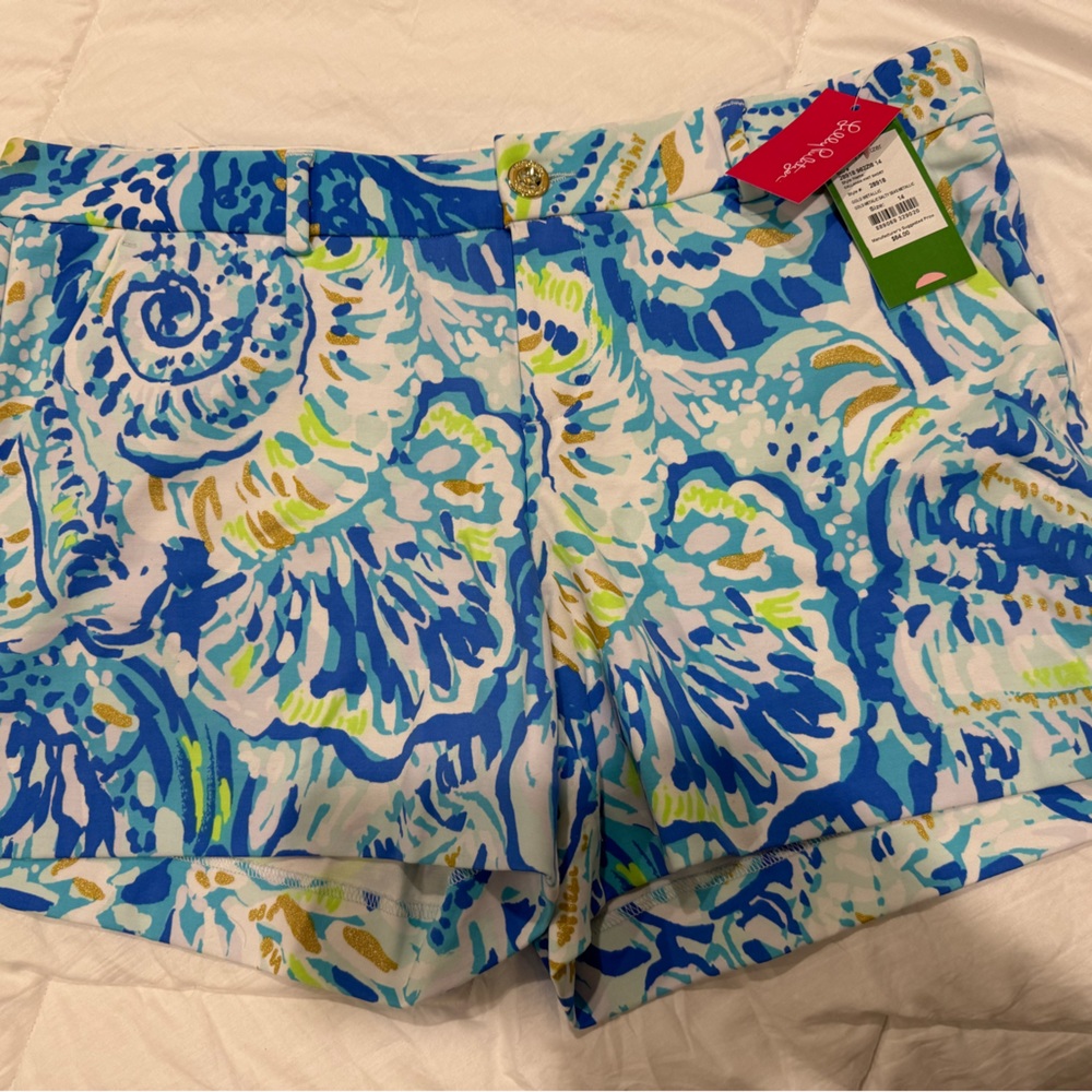 Lilly Pulitzer Callahan knit shorts.  NWT Sz 14. Gold. Metallic Salty Seas